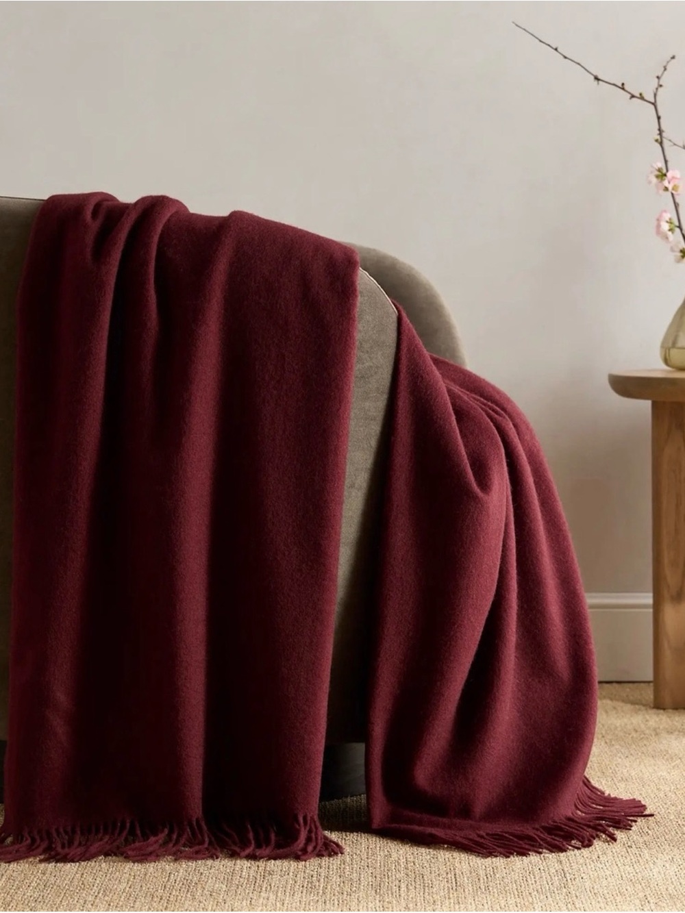 Quince Mongolian Cashmere Throw - Burgundy, 50x70 - Retail $164